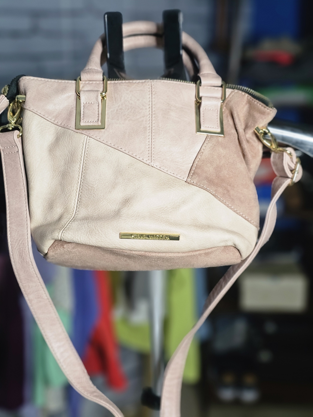 Steve Madden Two-Tone Blush Crossbody Satchel